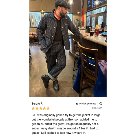 Non Stock Men's Retro Wabash Striped Railroad Denim Coat Chore Worker Jacket S - Picture 7 of 16